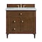 James Martin Vanities 36'' Single Vanity, Mid-Century Walnut w/ 3 CM Eternal Jasmine Pearl Quartz Top 424-V36-WLT-3EJP - alternate 1